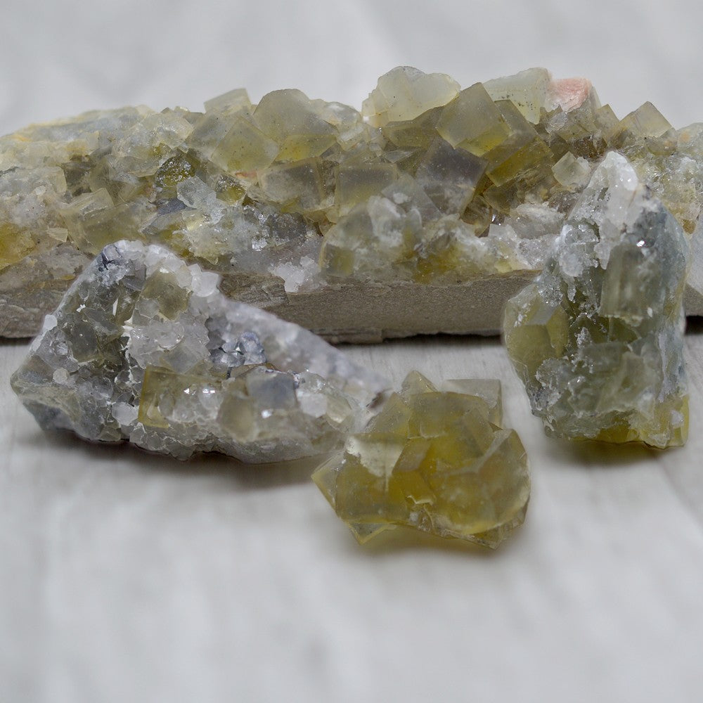 Collection de fluorites jaunes du Maroc