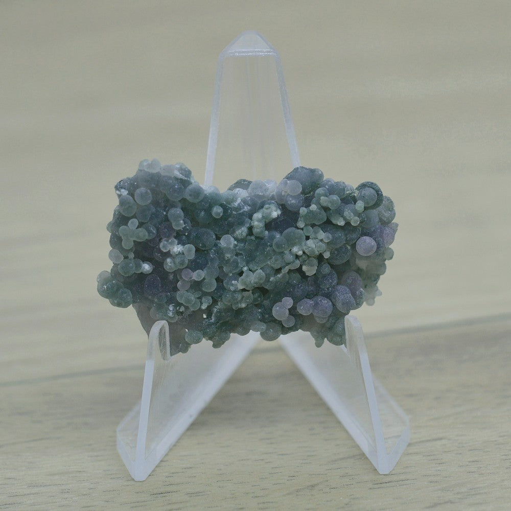 Calcédoine botryoïde verte et violette 12g sur présentoir