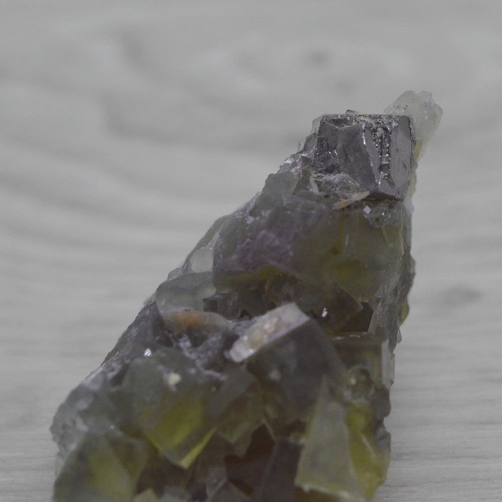 Cubes de galène maclé 7mm sur fluorite jaune