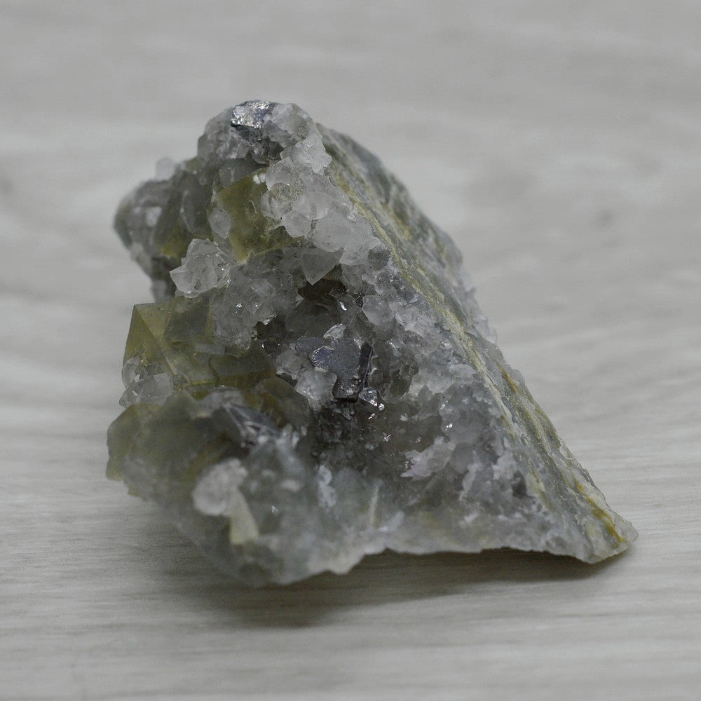 Cubes de fluorite jaune avec galène et quartz de 5,3cm 