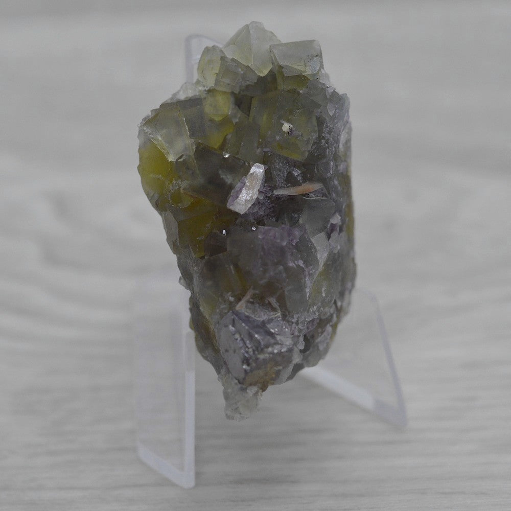 Fluorite jaune et galène marocaine 52g sur présentoir