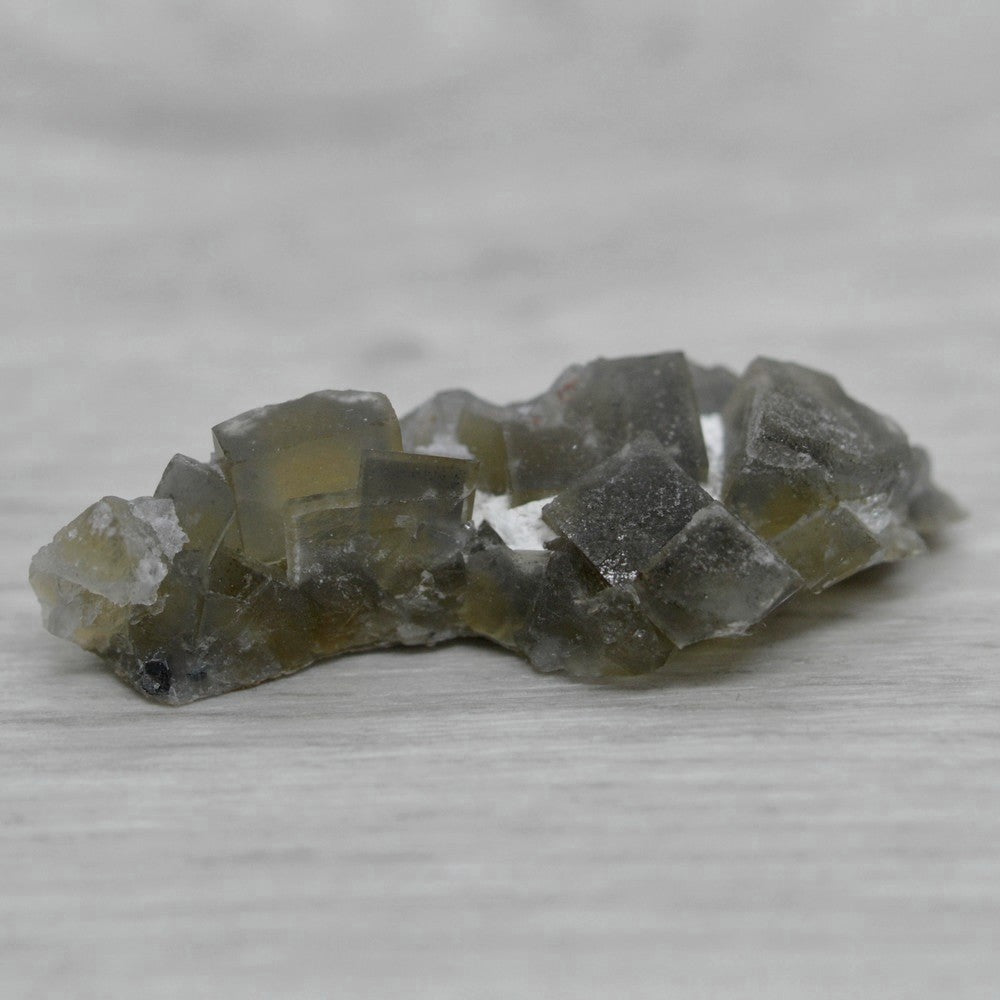 Cubes maclés de fluorite jaune verdâtre marocaine 19g